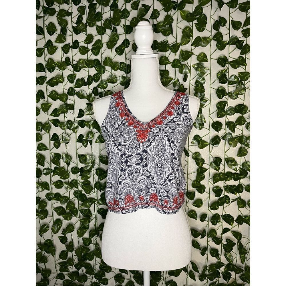 Blue Rain Anthropologie Embroidered Tank Top